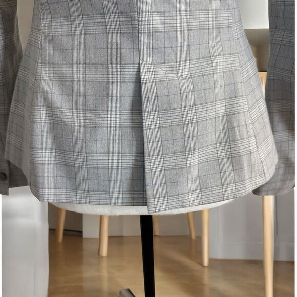 Zara Basics Gray Blazer Plaid/Checkered Tailored Fit Size 2 - Picture 4 of 8